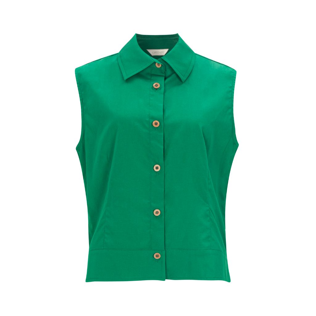 GREENEST - Sleeveless Shirt | Green, buy at DOORS NYC