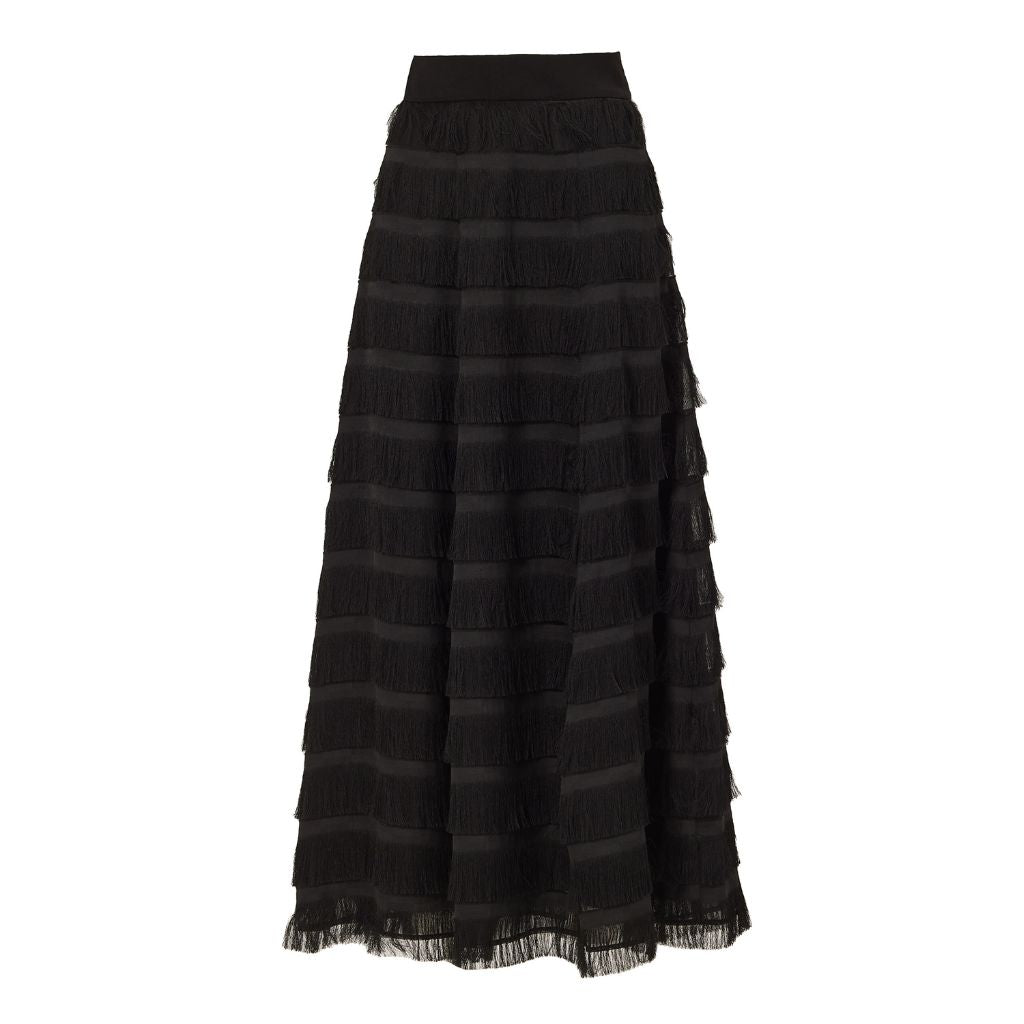 Striped High Waist Maxi Skirt Black | PR Sample
