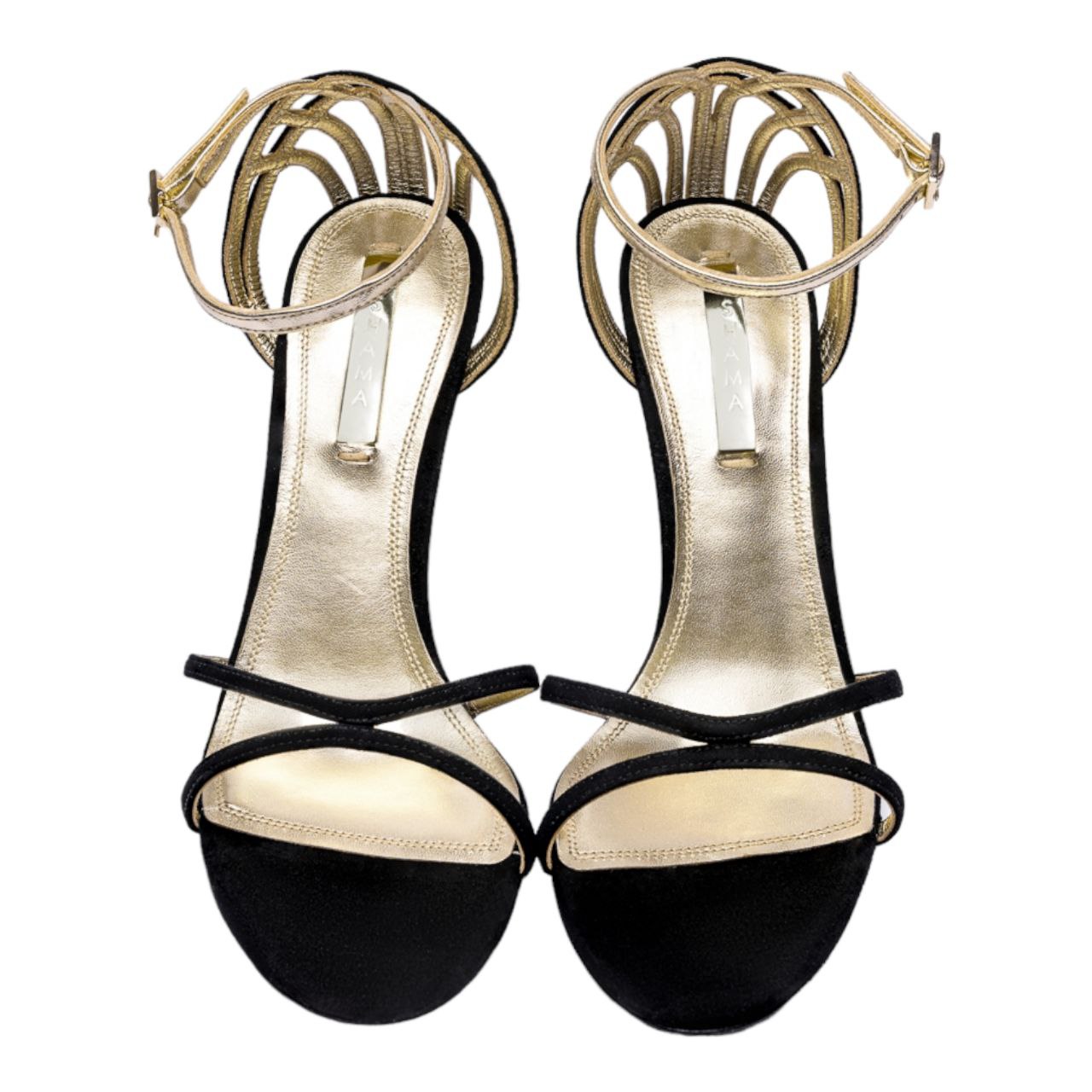 SHAMA - Ashley Metallic Sandals | Black-Platinum , buy at DOORS NYC