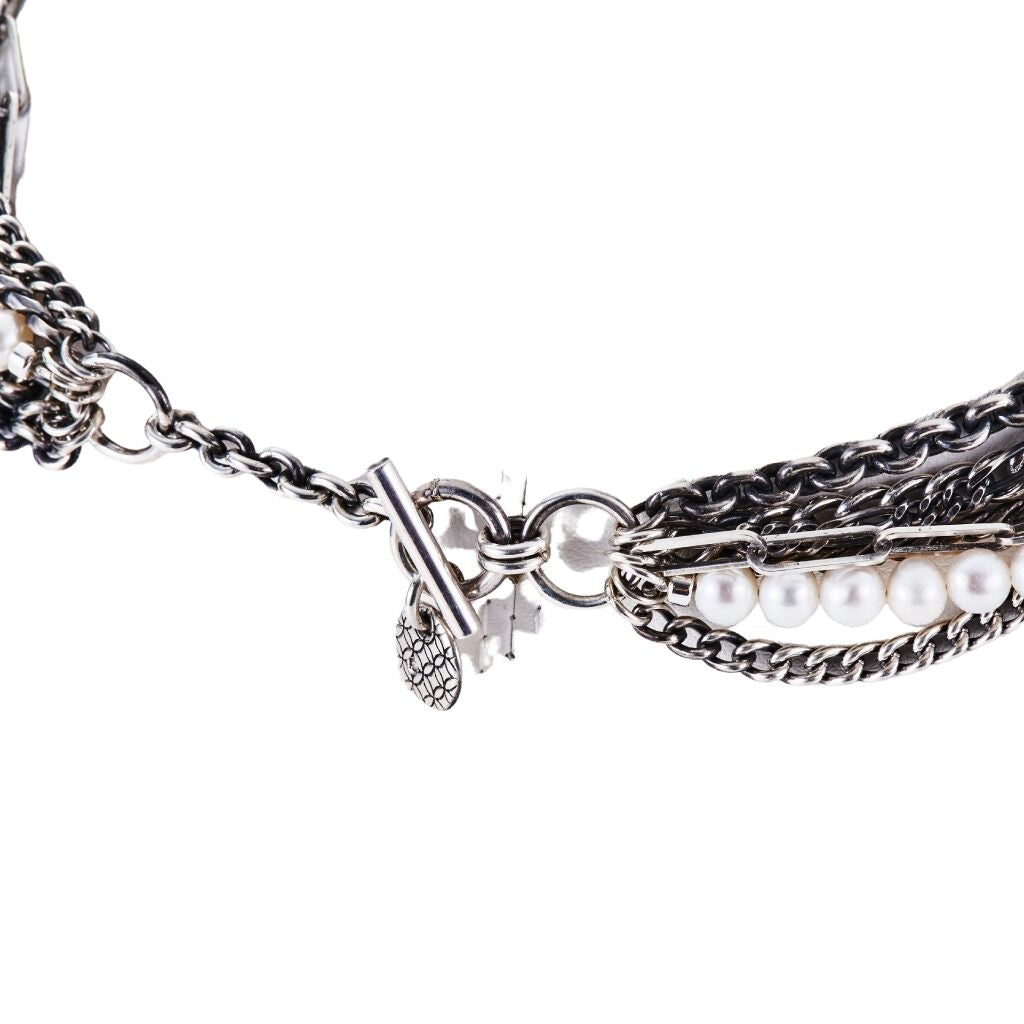 MASANA - Layered Silver and Pearl Necklace, buy at DOORS NYC