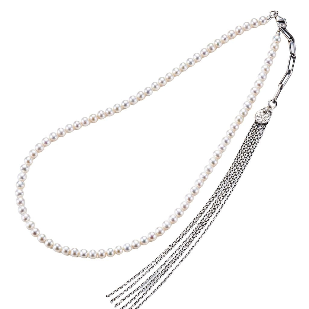 Pearl Necklace with Fringe Chain