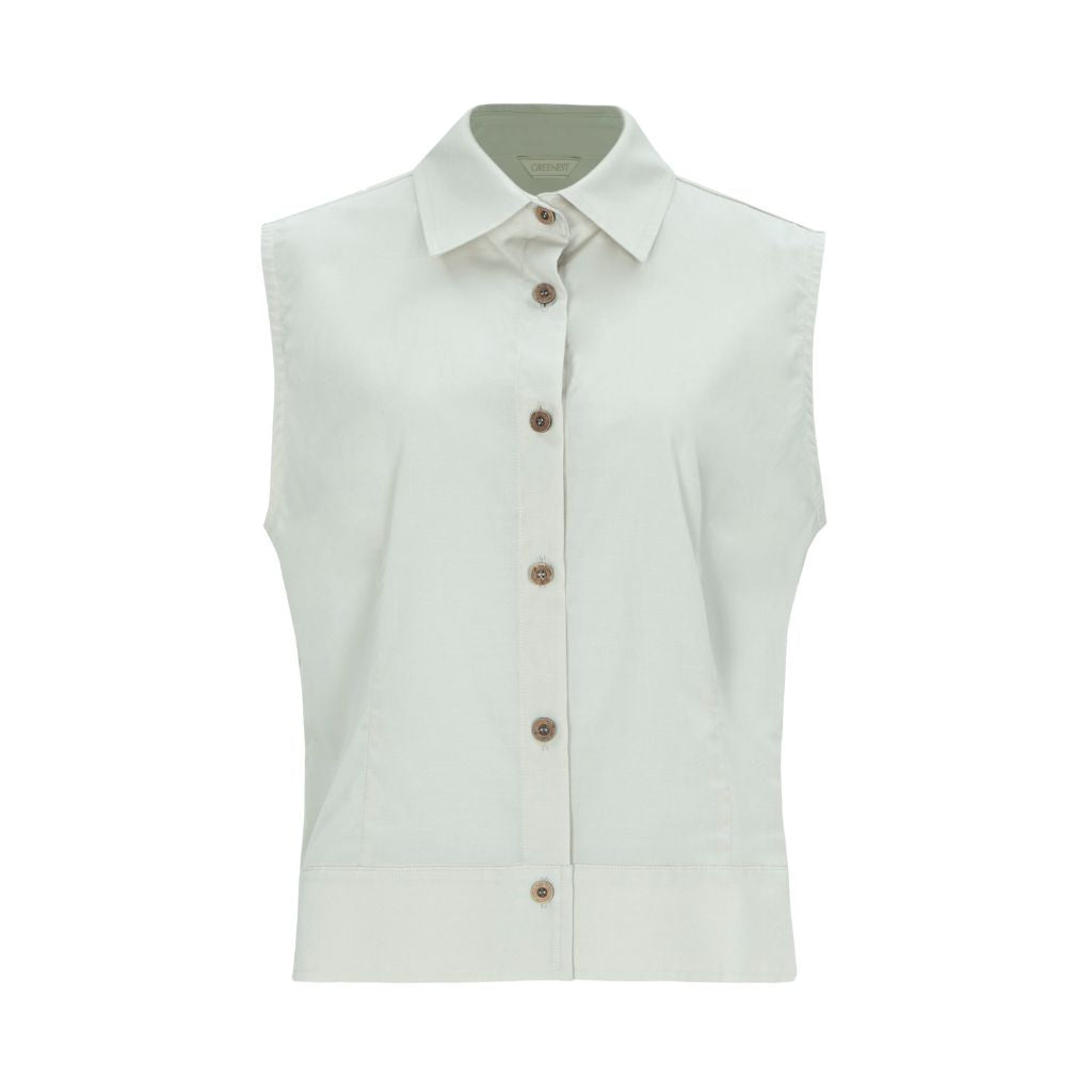 GREENEST - Sleeveless Shirt | Beige, buy at DOORS NYC