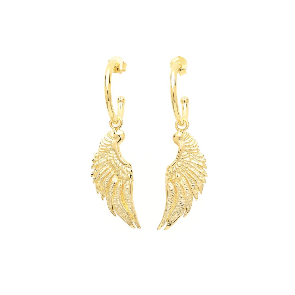 SEVEN SAINTS - Angel Hoop Earrings | Gold, buy at DOORS NYC