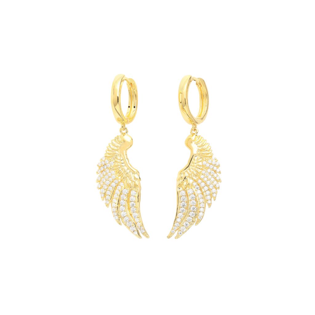 SEVEN SAINTS - Angel Huggie Pave Earrings | Gold, buy at DOORS NYC