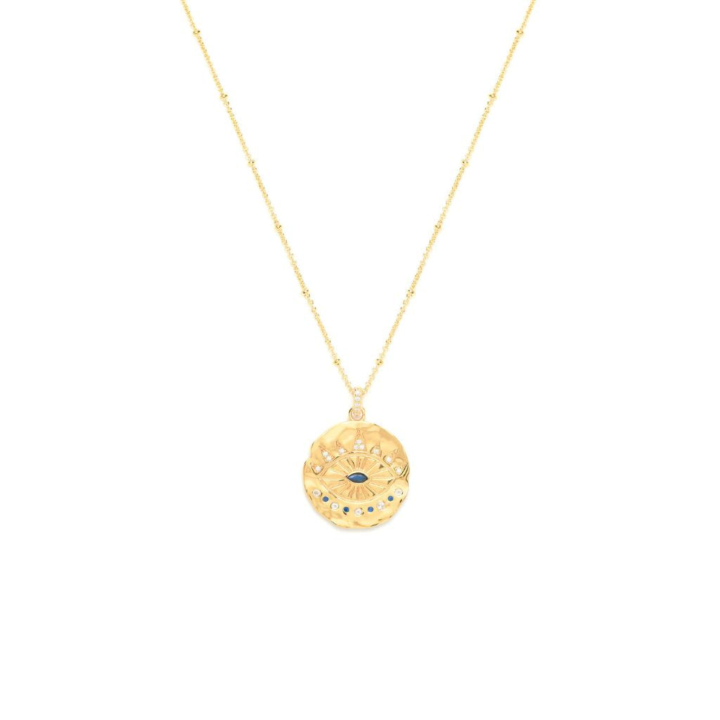 SEVEN SAINTS - Evil Eye Necklace | Gold, buy at DOORS NYC