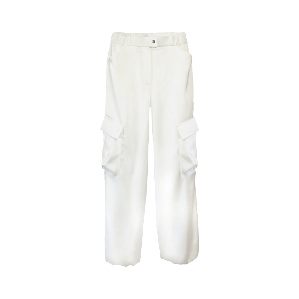 KRIS MARAN - Silky Cargo Pants | Ecru buy at DOORS NYC