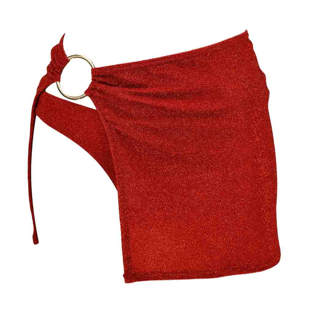 ORIGIN OF OCEANS -The Kelly Bottom + Skirt | Shiny Coral Lurex, buy at DOORS NYC