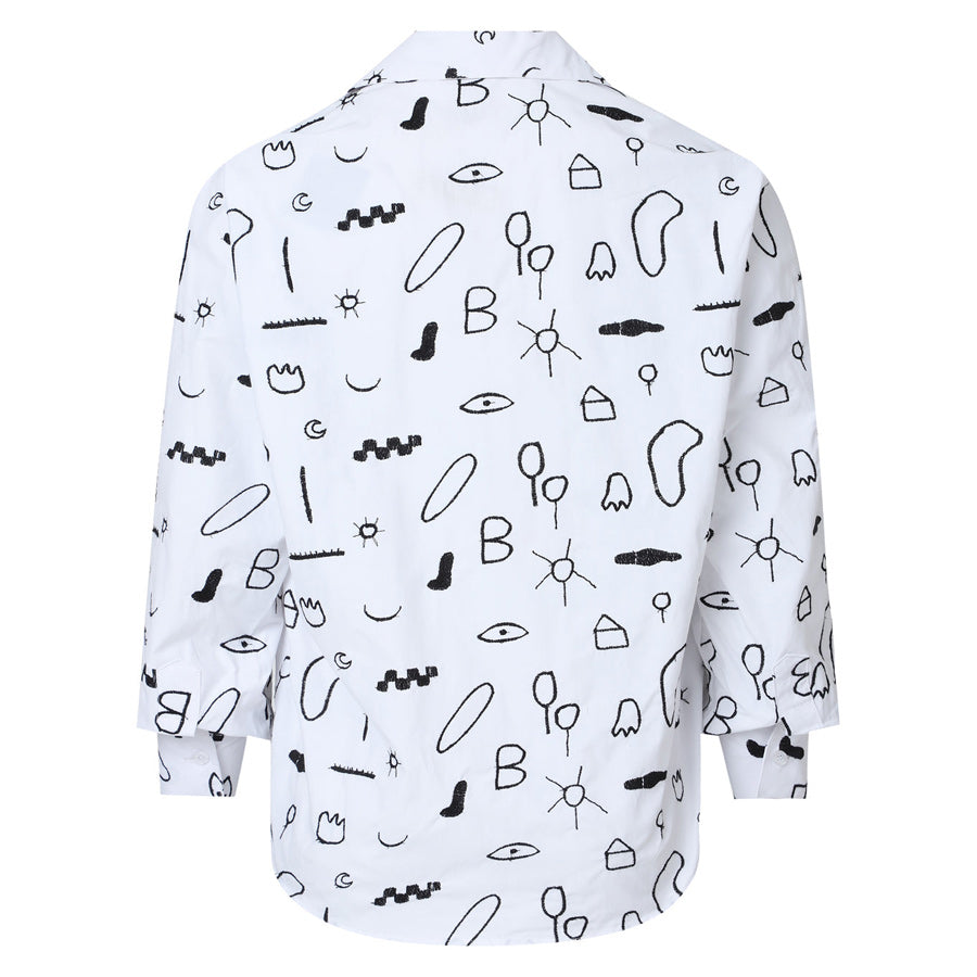 etérea - Crazy Hogar Abstract-Embroidered Cotton Shirt | White, buy at doors. nyc