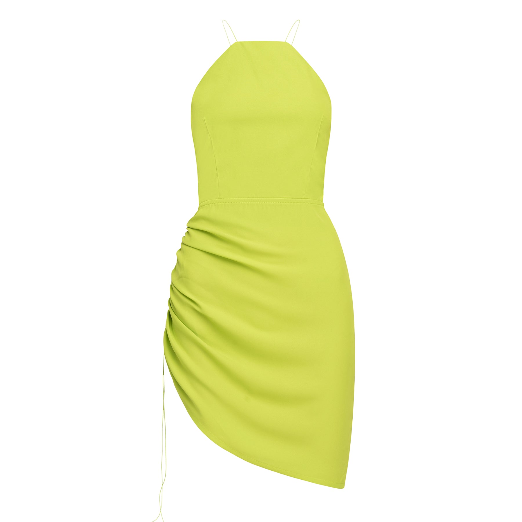 Dress With Ruched Side | Green