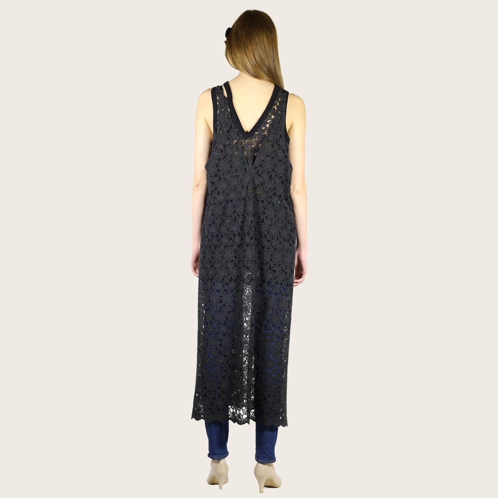 TINY DINOSAUR - Floral-Lace Maxi Dress | Black buy at DOORS NYC