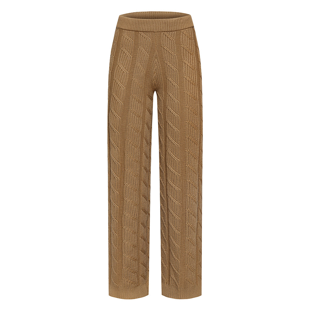 Braid Detail Knitted Pants | Brown