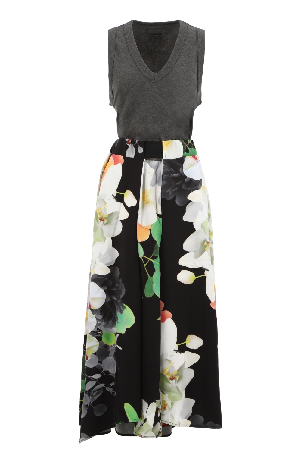 Contrasting Floral-Print Maxi Dress | Gray