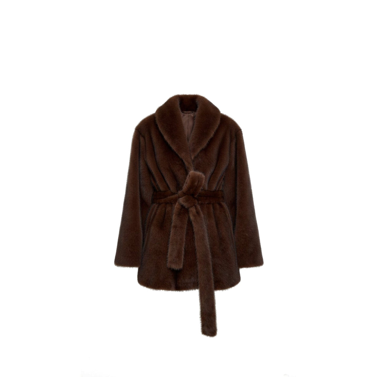 BASSIA - Eva Faux Mink Brown Fur Coat, buy at DOORS NYC