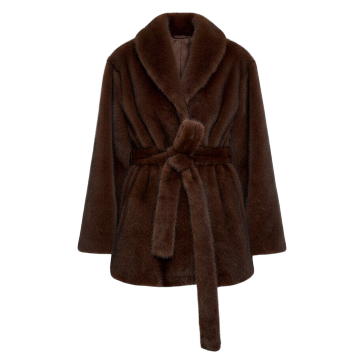 BASSIA - Eva Faux Mink Brown Fur Coat, buy at DOORS NYC