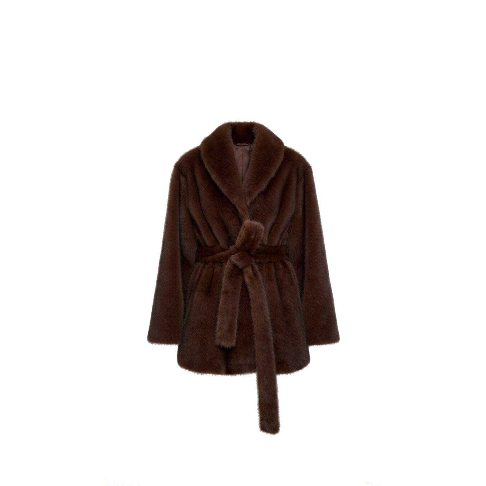 BASSIA - Eva Faux Mink Brown Fur Coat, buy at DOORS NYC