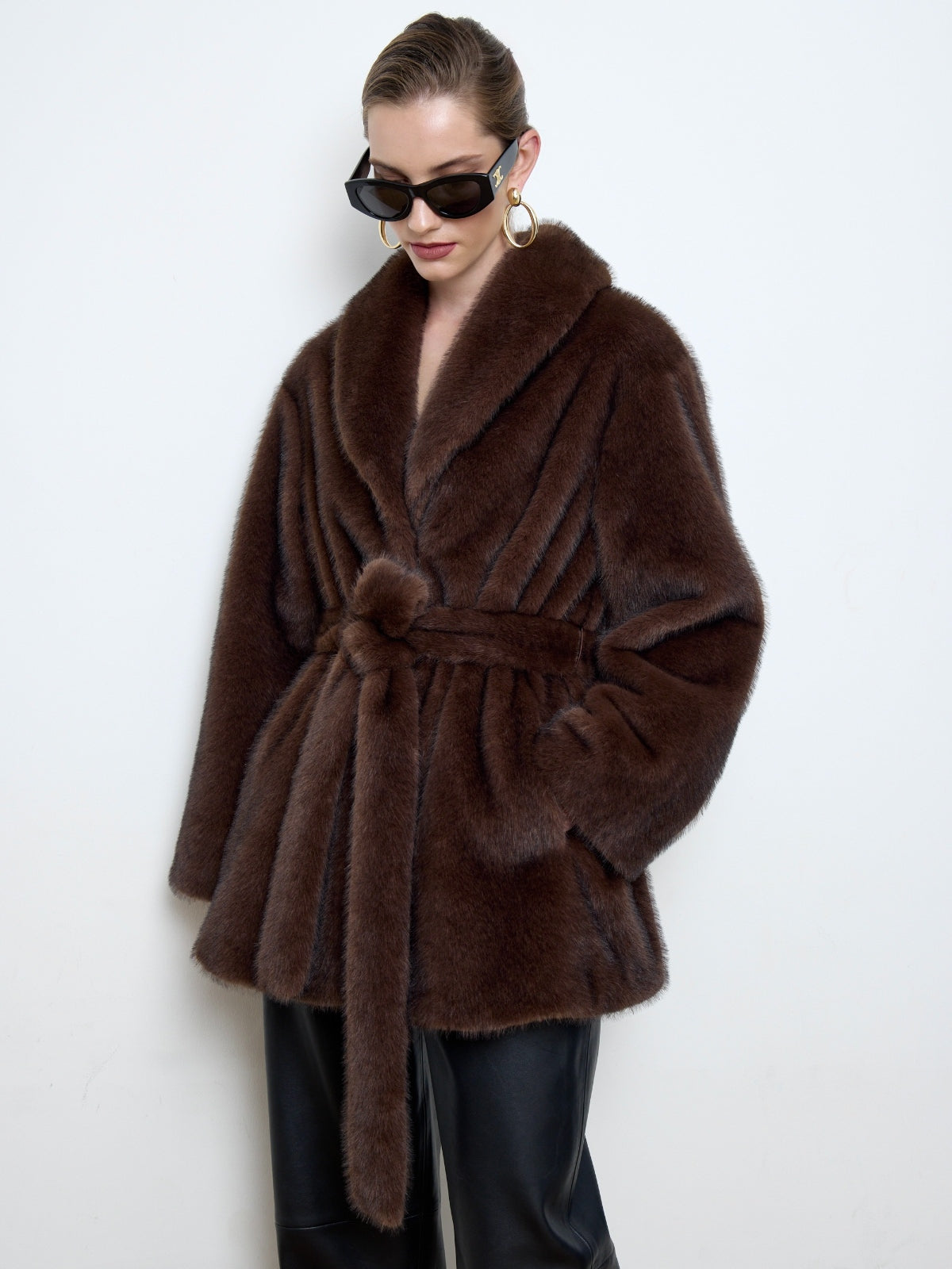 Eva Faux Mink Brown Fur Coat