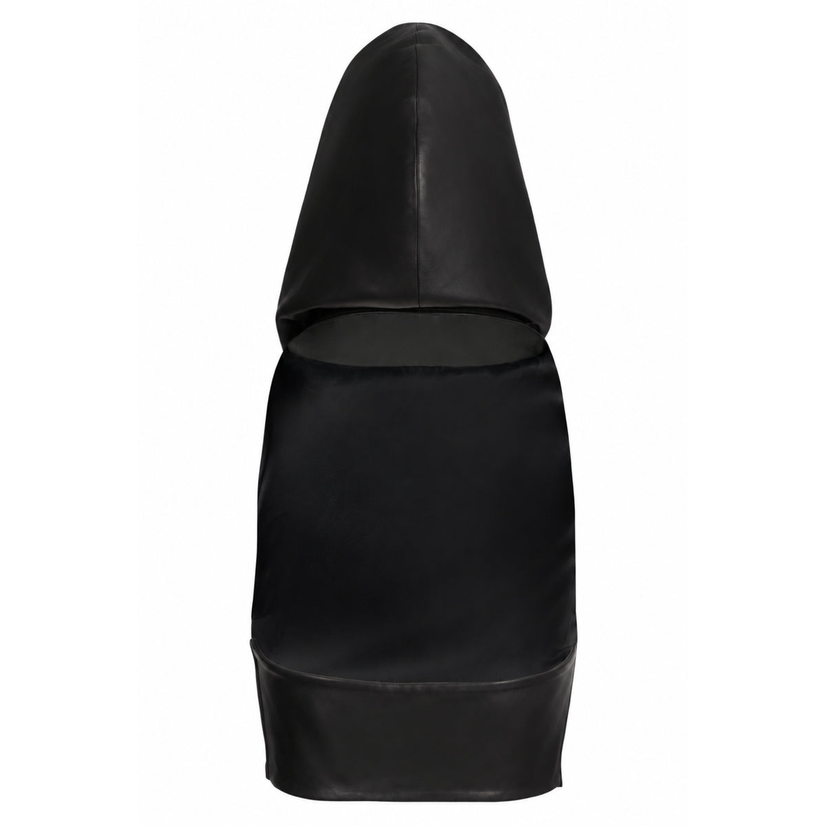 HEIRA LEATHERWEAR black lambskin leather backless hooded top, women's convertible-hood leather top, product view, buy at DOORS NYC