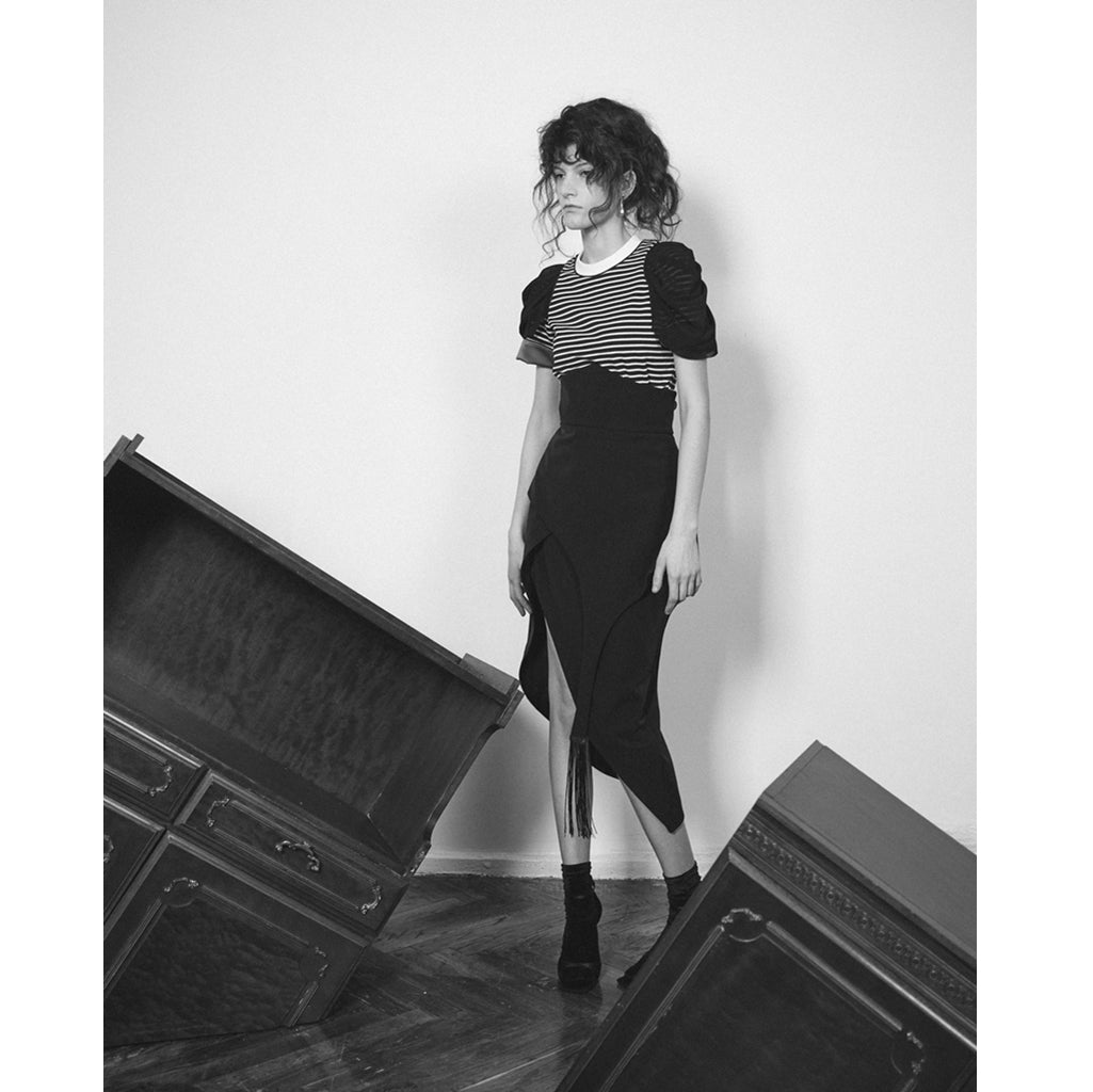 Asymmetric Draped Skirt | Black