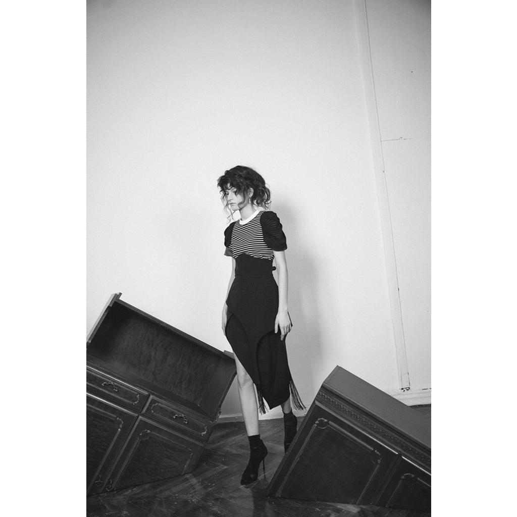 Asymmetric Draped Skirt | Black