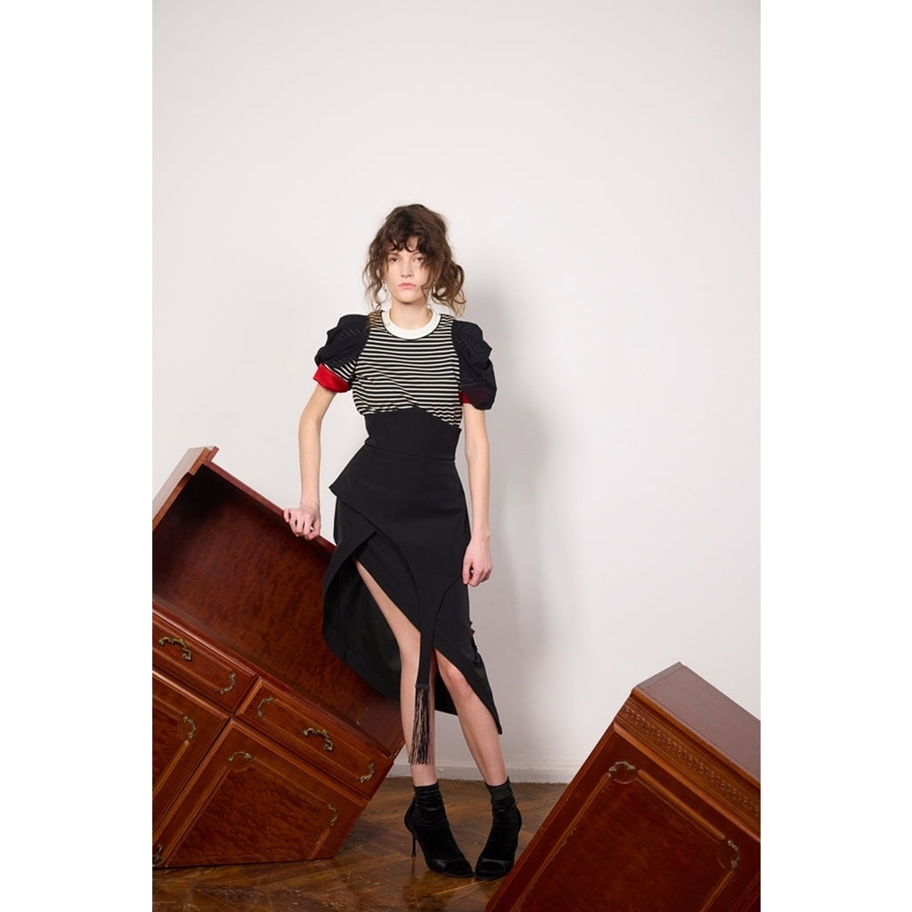 Asymmetric Draped Skirt | Black