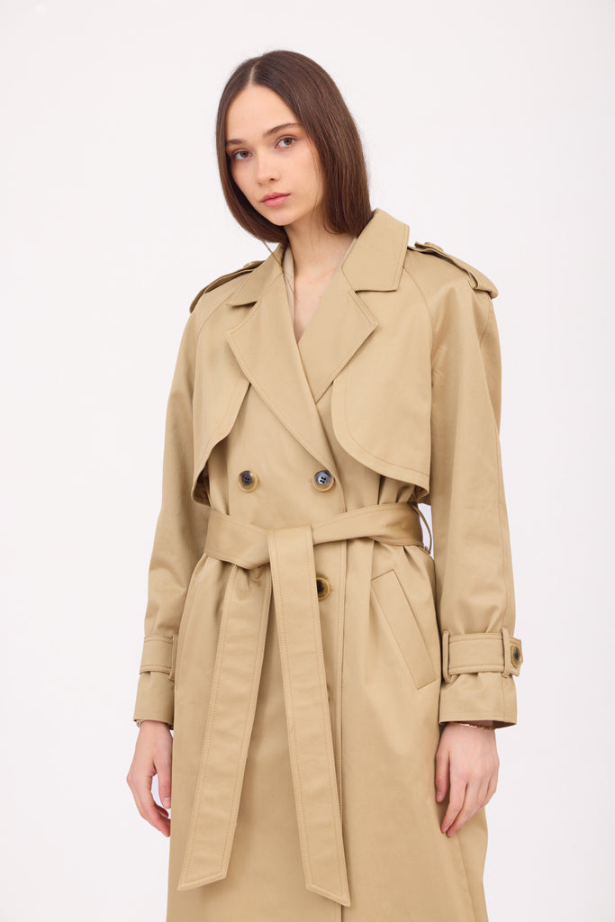 SOTROPA - Camel Trench Coat, PR Sample at DOORS NYC PR showroom