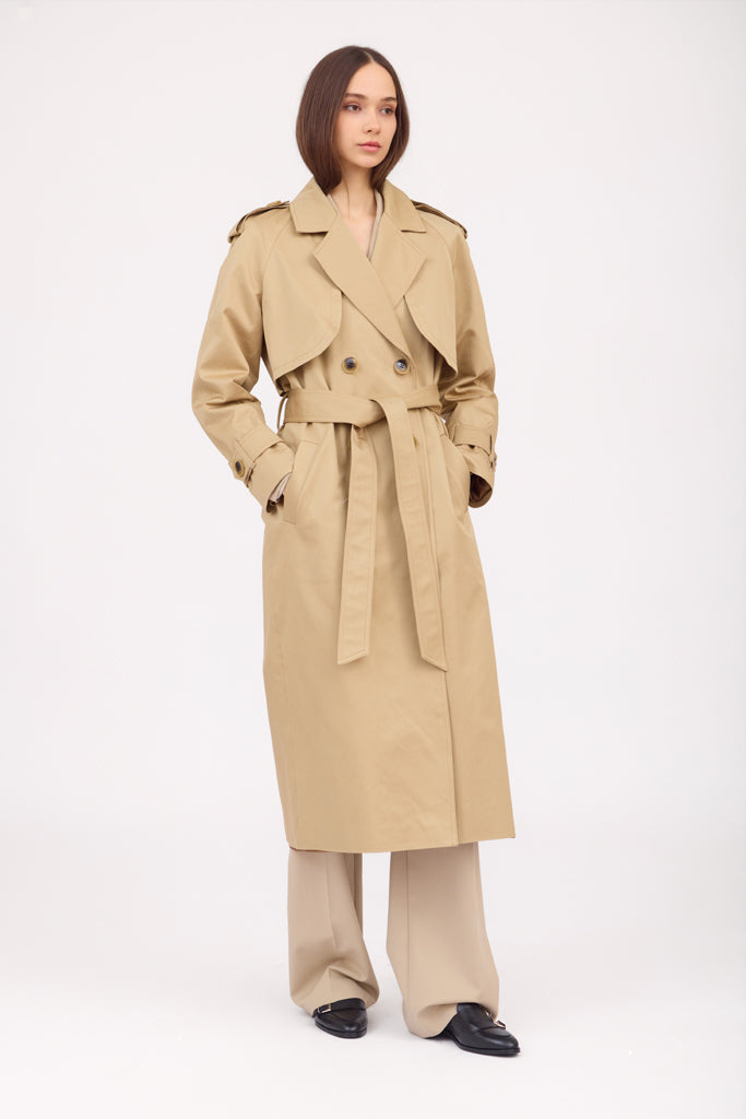 SOTROPA - Camel Trench Coat, PR Sample at DOORS NYC PR showroom