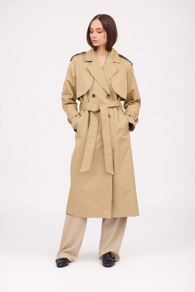 SOTROPA - Camel Trench Coat, PR Sample at DOORS NYC PR showroom