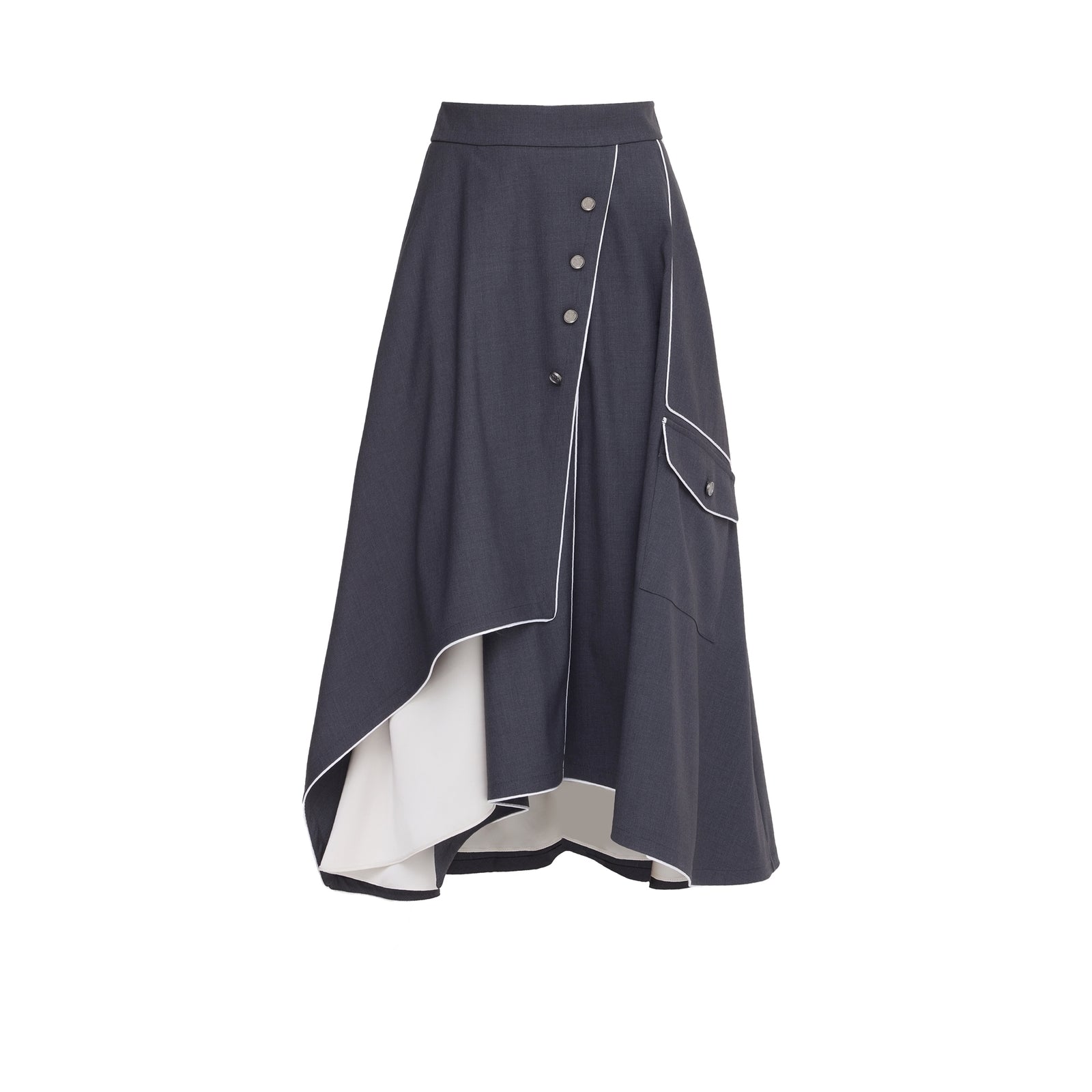 Tailored Asymmetrical Midi Skirt | Dark Gray