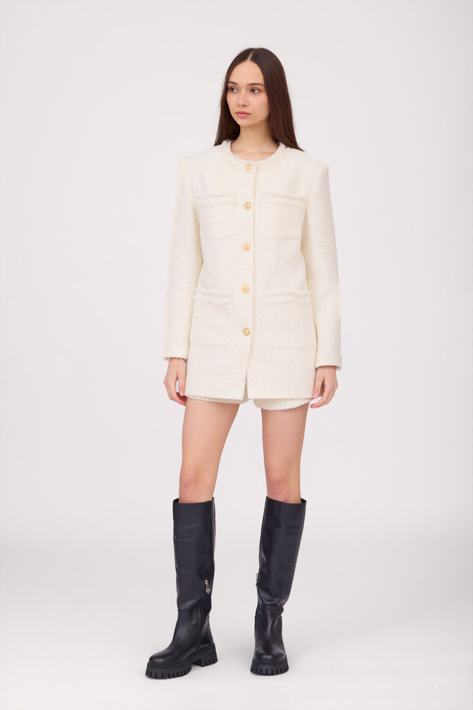 SOTROPA - White Tweed Blazer, PR Sample at DOORS NYC PR showroom