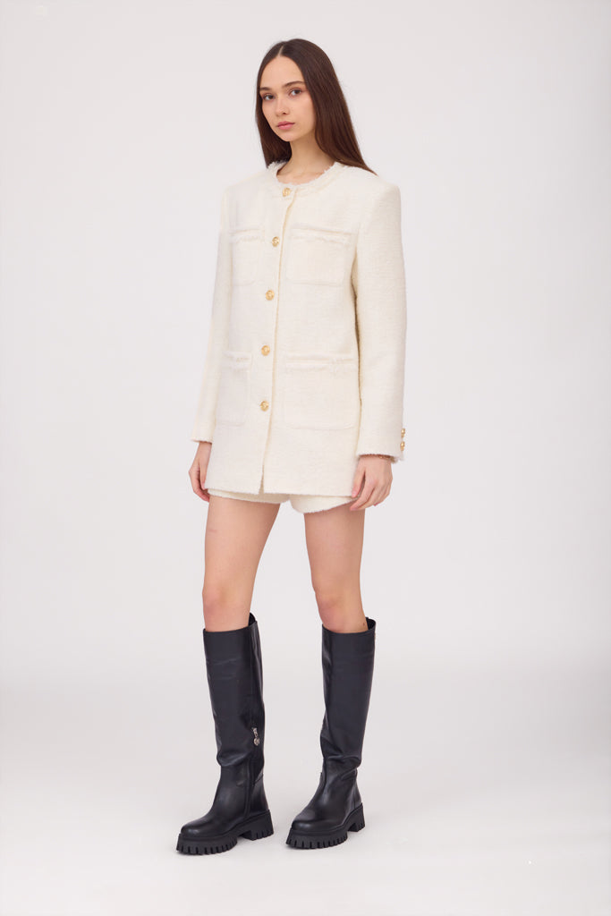 SOTROPA - White Tweed Blazer, PR Sample at DOORS NYC PR showroom