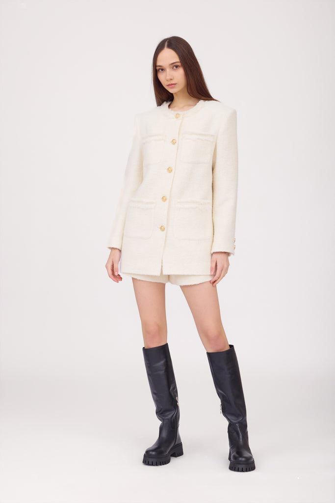 SOTROPA - White Tweed Blazer, PR Sample at DOORS NYC PR showroom