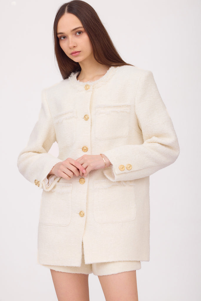 SOTROPA - White Tweed Blazer, PR Sample at DOORS NYC PR showroom