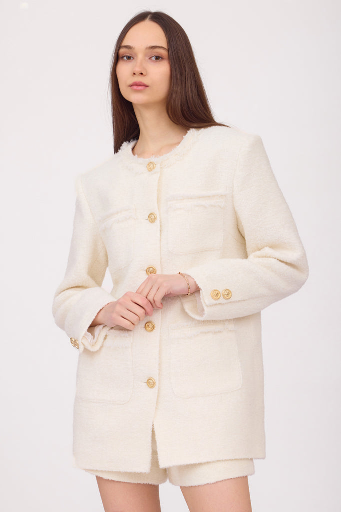 SOTROPA - White Tweed Blazer, PR Sample at DOORS NYC PR showroom