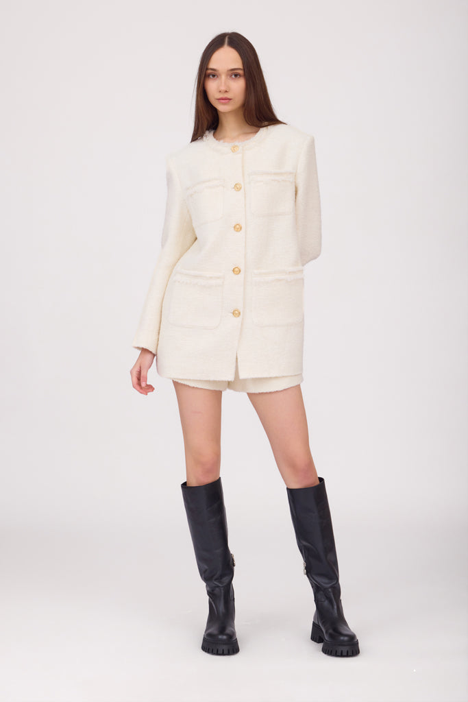 SOTROPA - White Tweed Blazer, PR Sample at DOORS NYC PR showroom