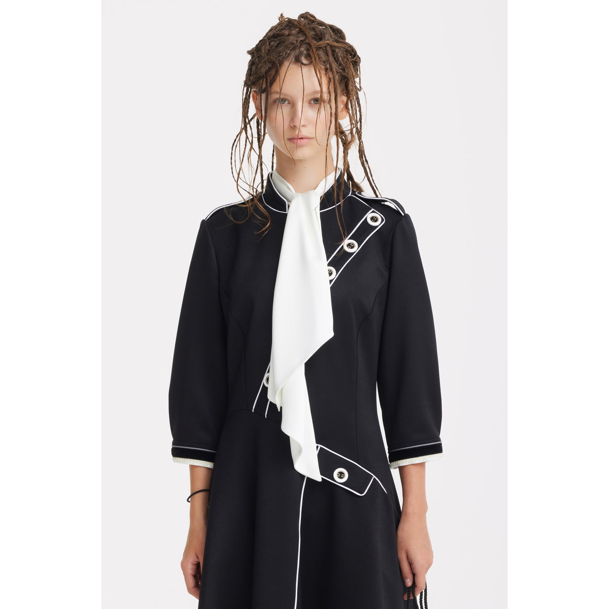JULIA ALLERT black A-line occasion dress, worn by model, buy at DOORS NYC