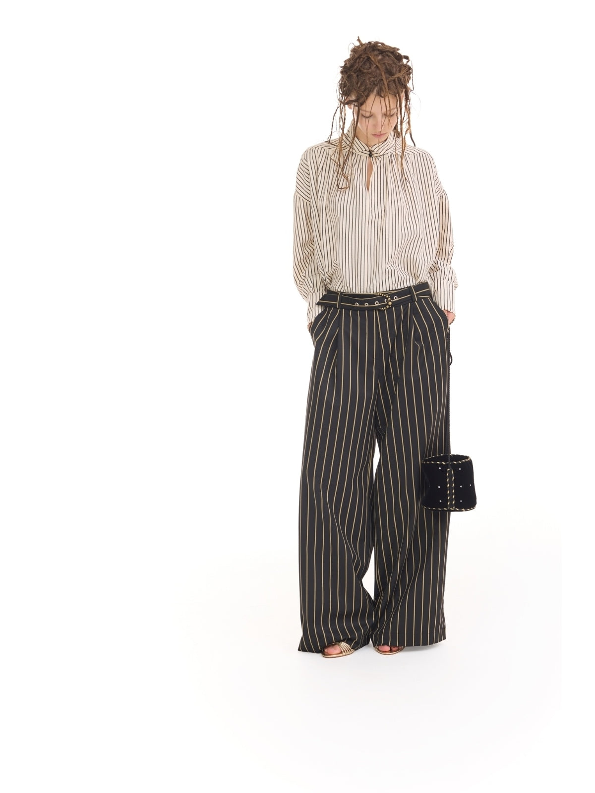 JULIA ALLERT high-waisted pinstripe trousers, styled outfit, buy at DOORS NYC
