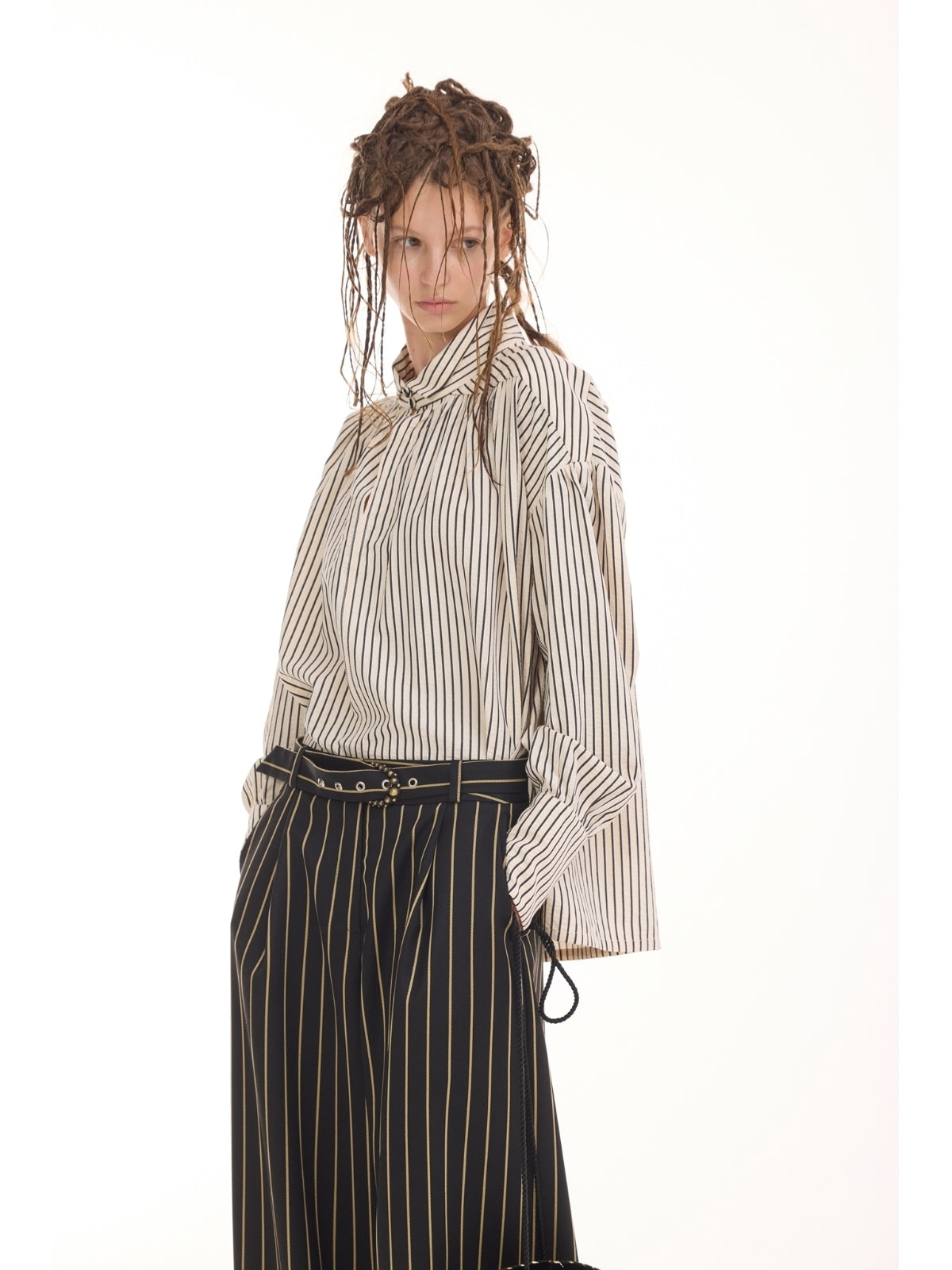 JULIA ALLERT striped oversized shirt, model look, buy at DOORS NYC