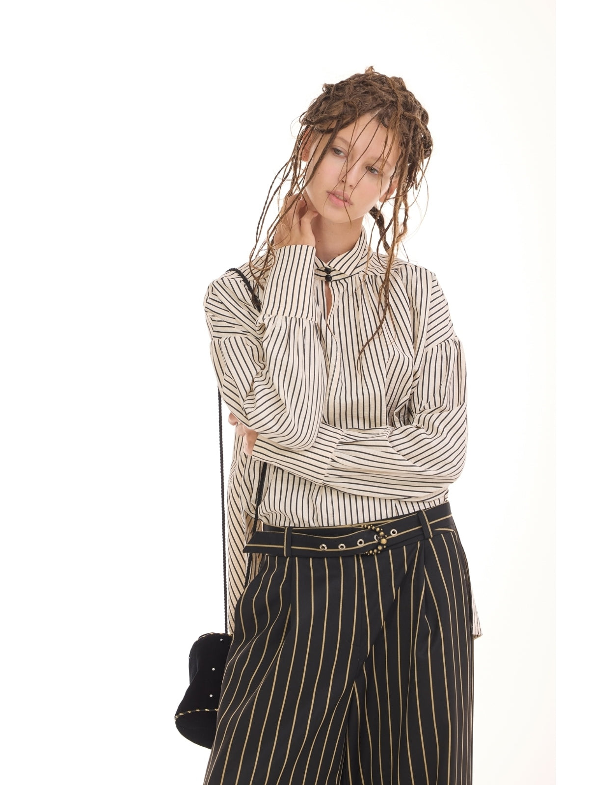 JULIA ALLERT striped oversized long sleeve blouse, women's designer shirt, buy at DOORS NYC