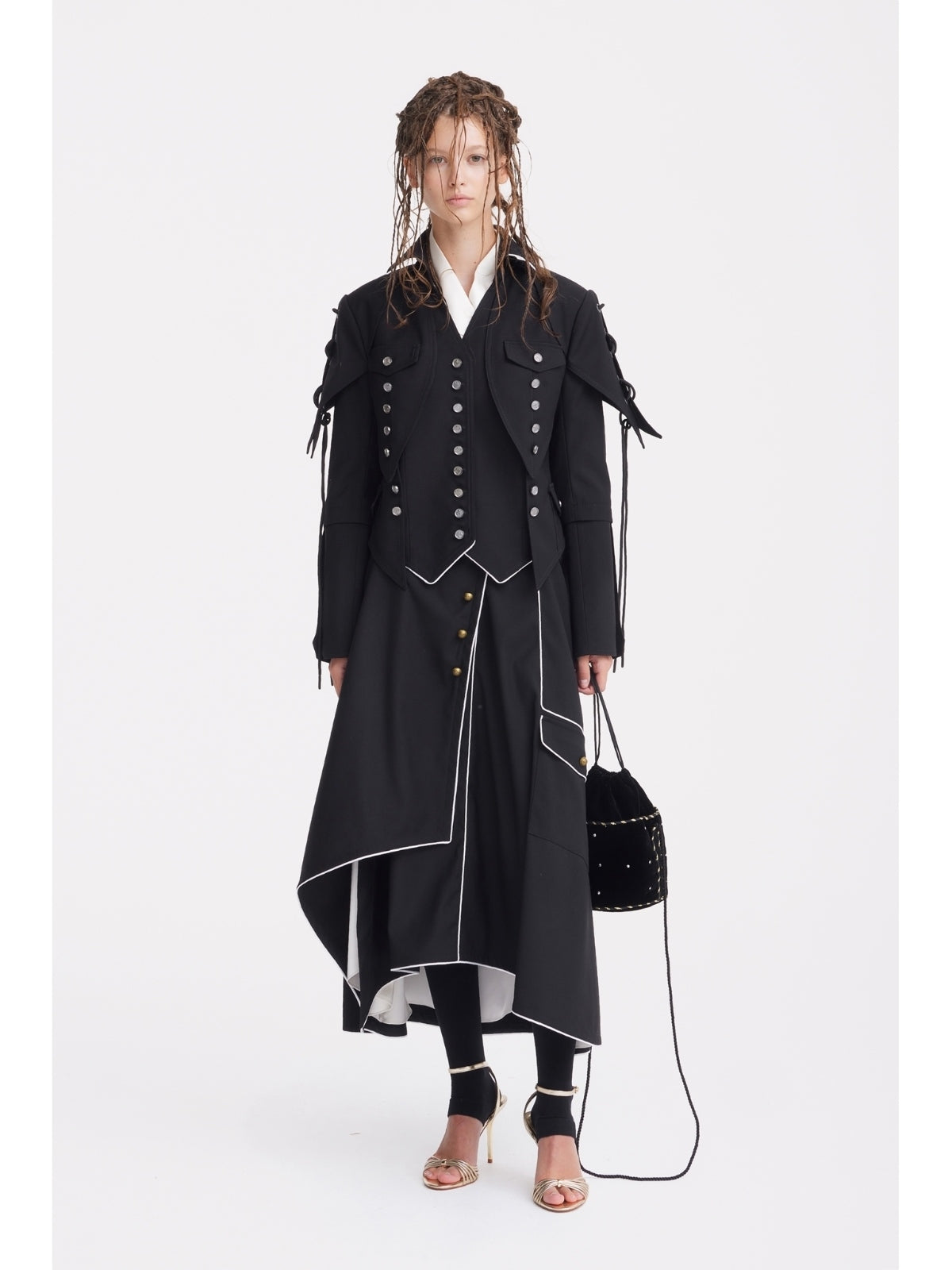Designer Lace-Up Cropped Utility Jacket | Black