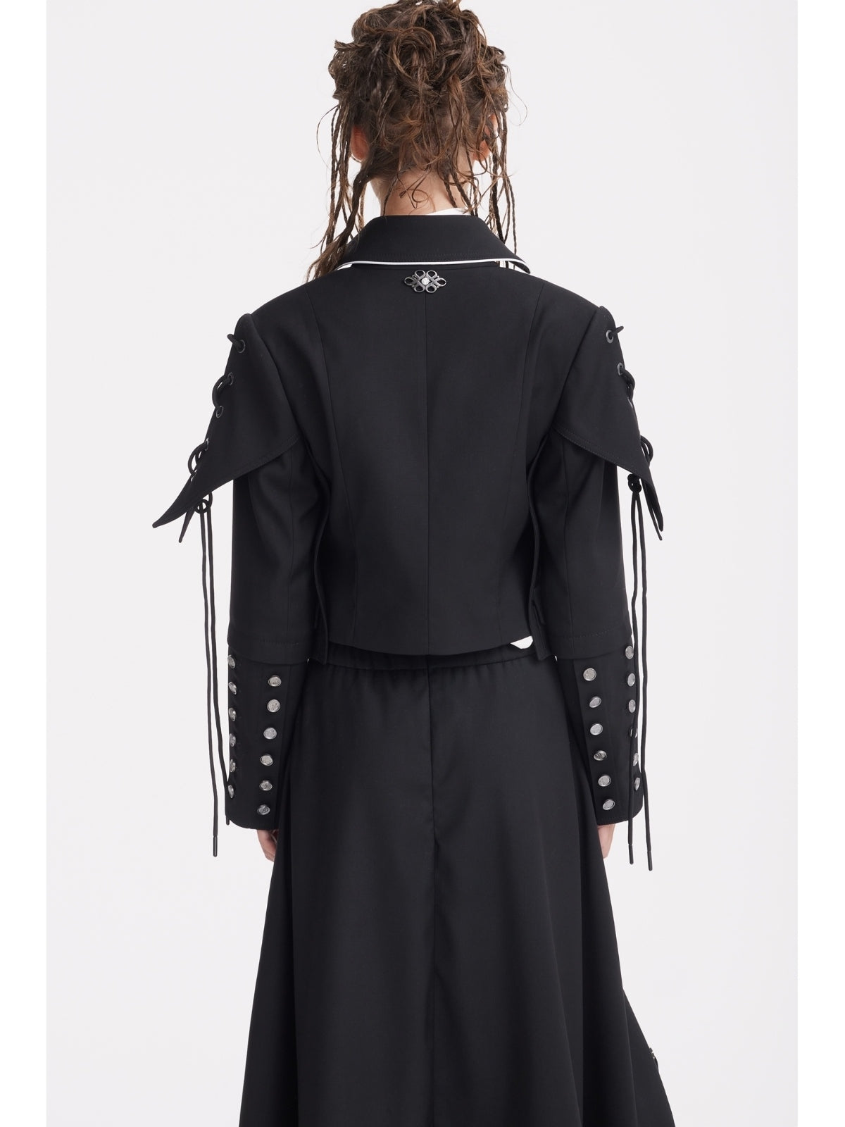 Designer Lace-Up Cropped Utility Jacket | Black