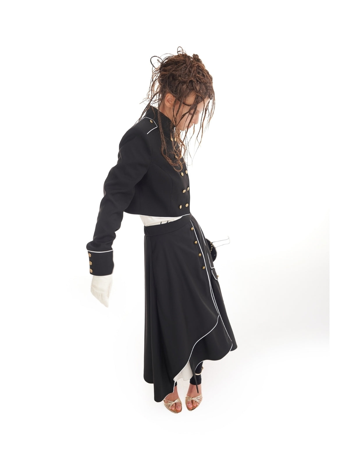 Tailored Military Cropped Jacket | Black