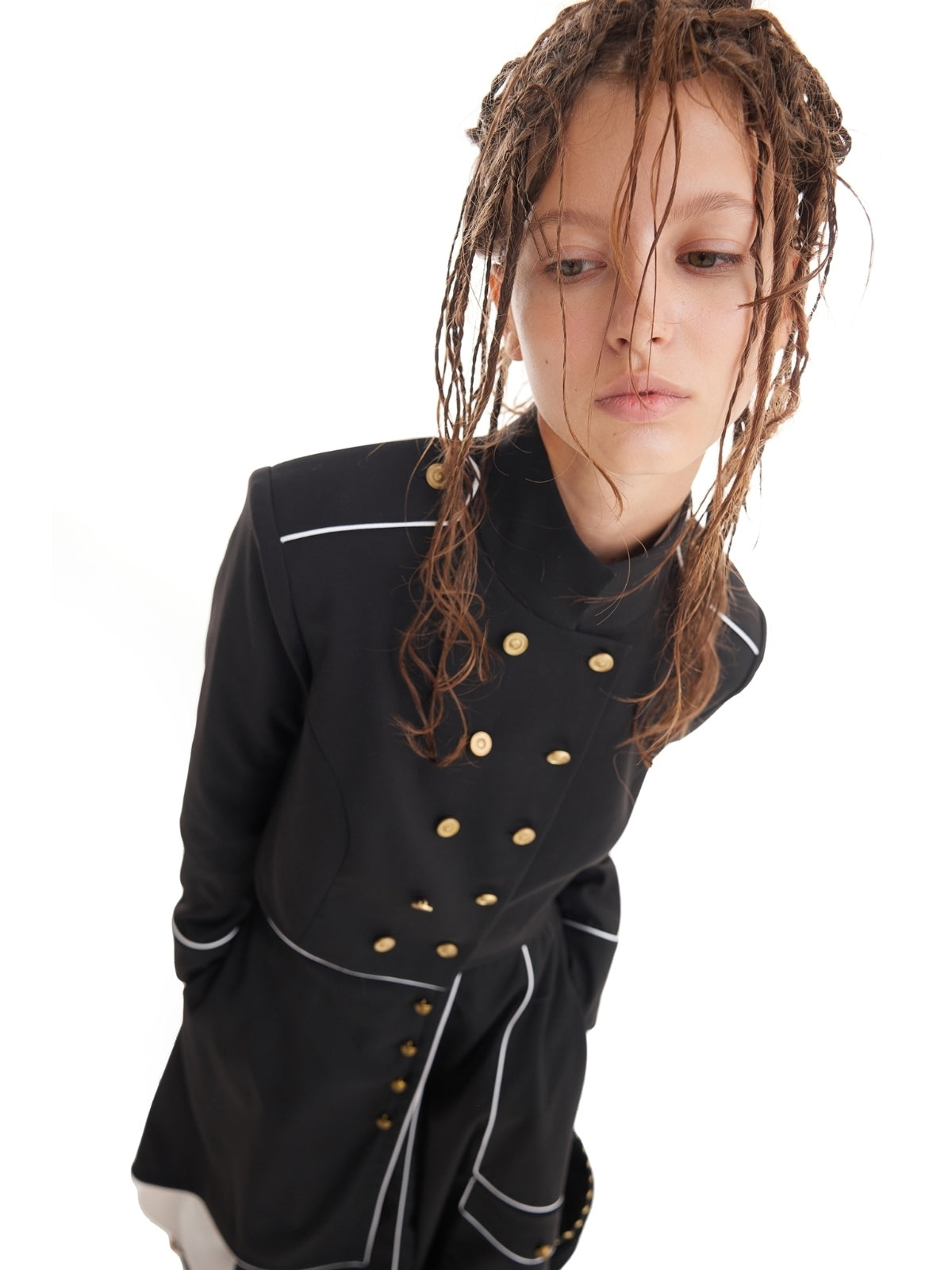 Tailored Military Cropped Jacket | Black