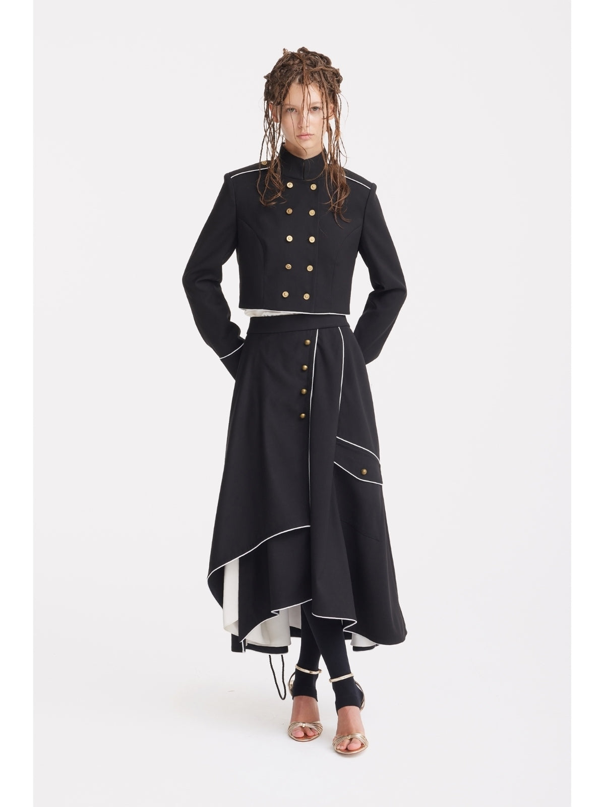 Tailored Military Cropped Jacket | Black