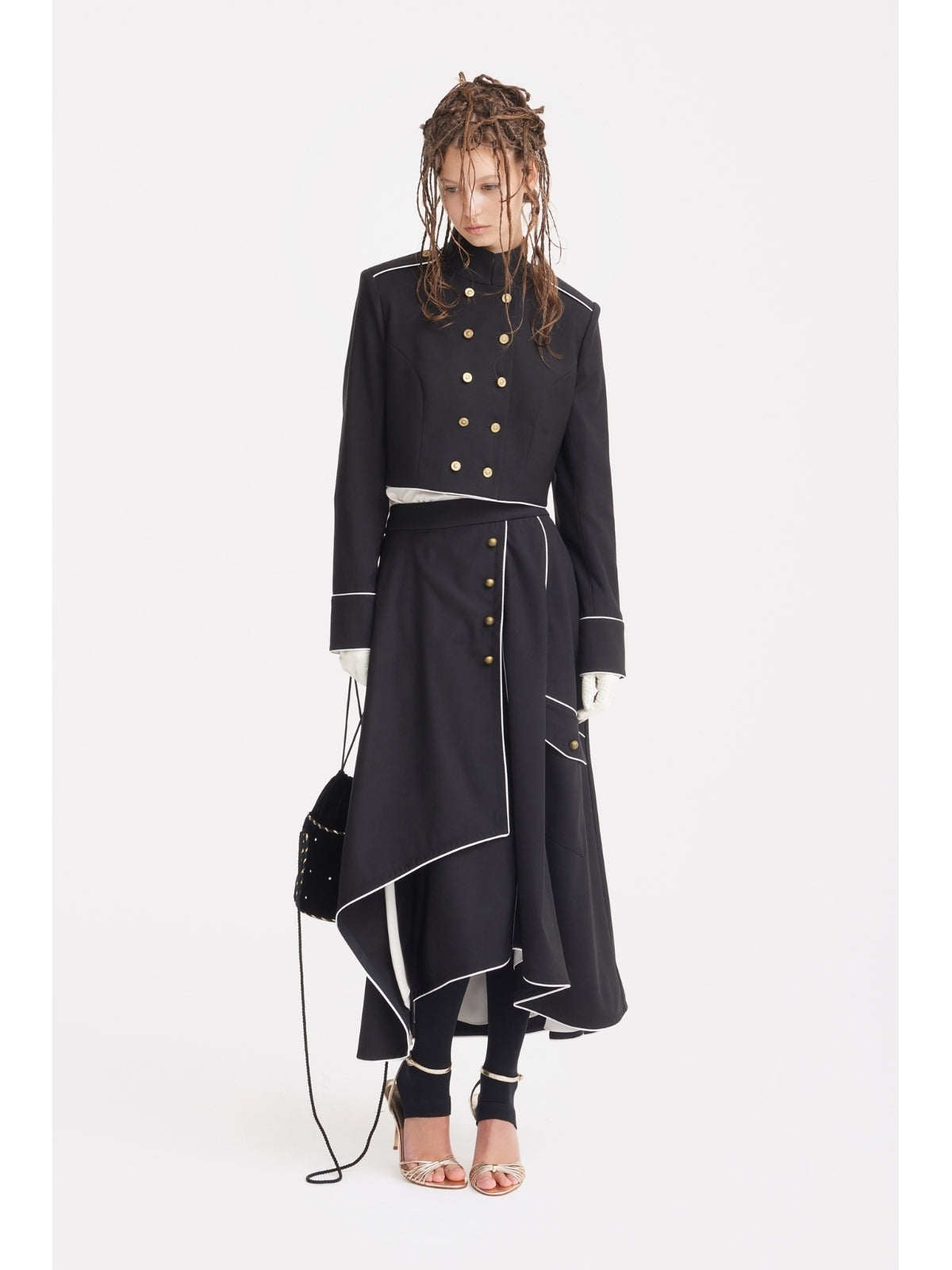 Tailored Military Cropped Jacket | Black