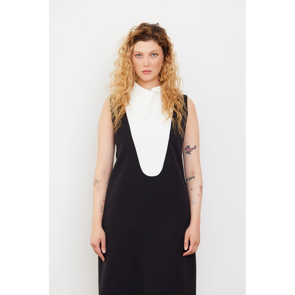 JULIA ALLERT - Chic Midi Dress With Unique Collar, buy at DOORS NYC