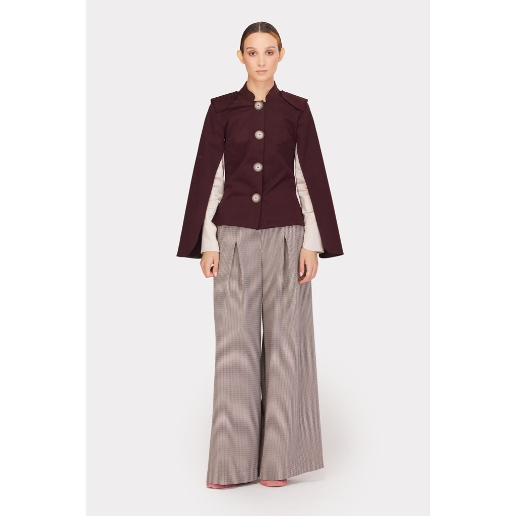 JULIA ALLERT - Tailored Structured Cape Blazer | Burgundy, buy at DOORS NYC