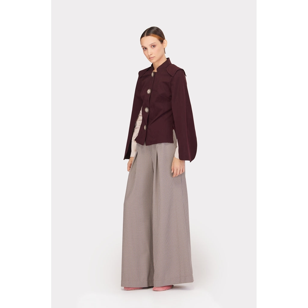 JULIA ALLERT - Tailored Structured Cape Blazer | Burgundy, buy at DOORS NYC