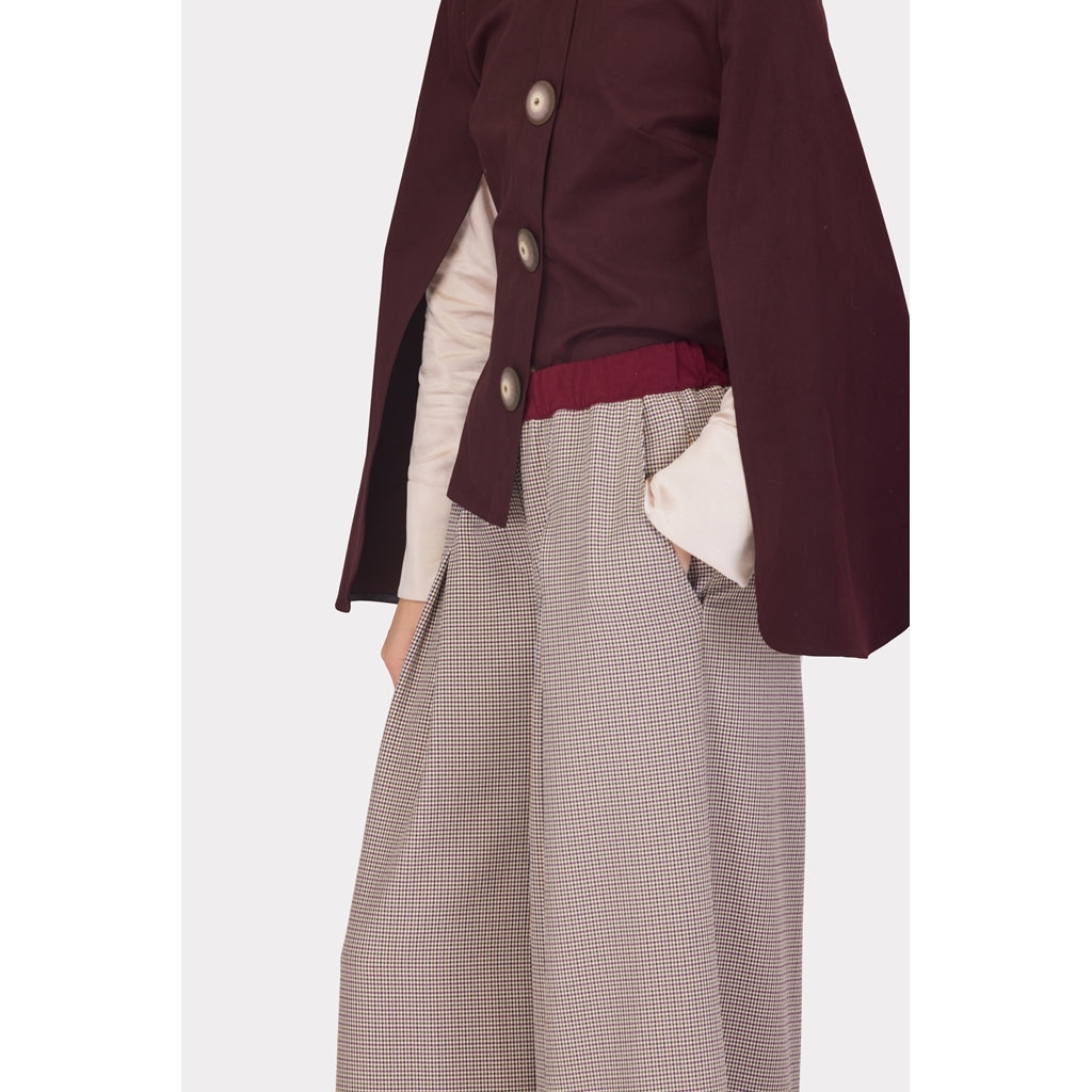 JULIA ALLERT - Tailored Structured Cape Blazer | Burgundy, buy at DOORS NYC