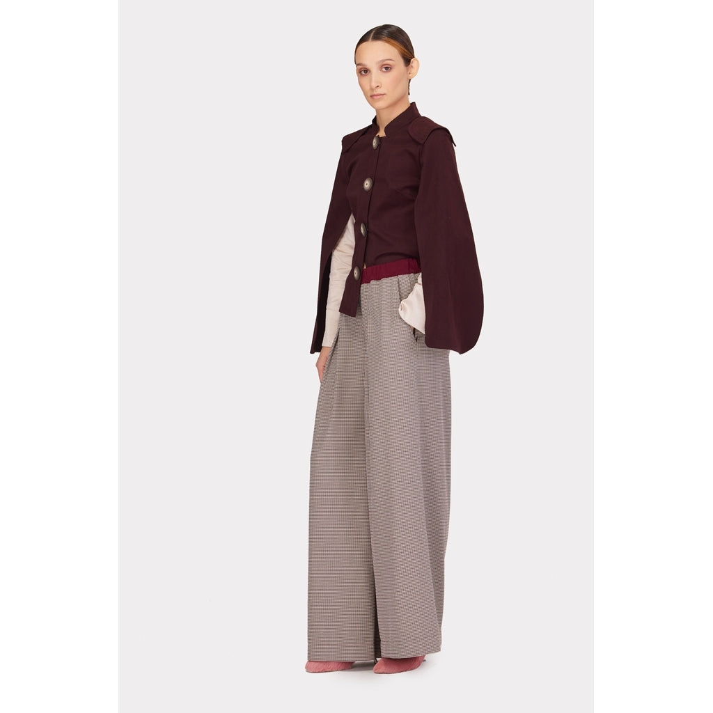 JULIA ALLERT - Tailored Structured Cape Blazer | Burgundy, buy at DOORS NYC