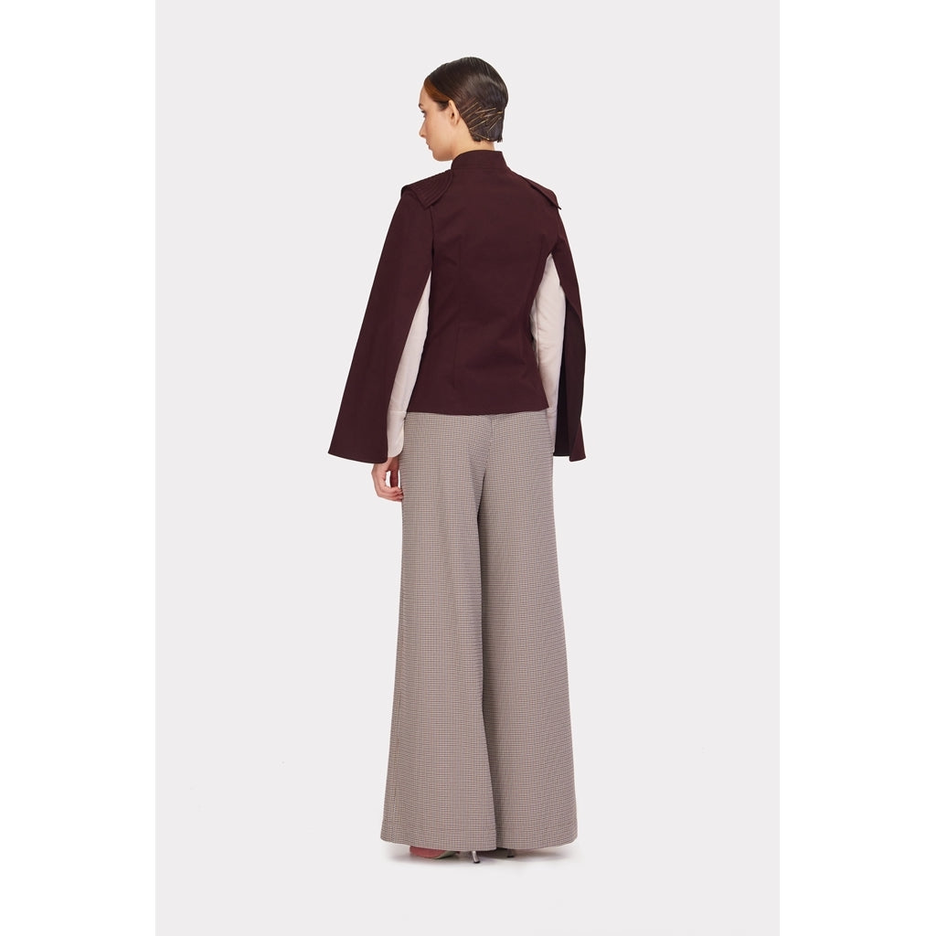 JULIA ALLERT - Tailored Structured Cape Blazer | Burgundy, buy at DOORS NYC